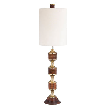 51" Theodore Wood And Aluminum Table Lamp - Dark Brown