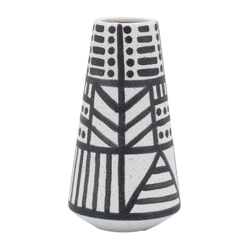 Ceramic 8" Eclectic Vase - Black/White