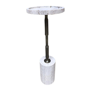 24" Comino Short Travertine Table - White