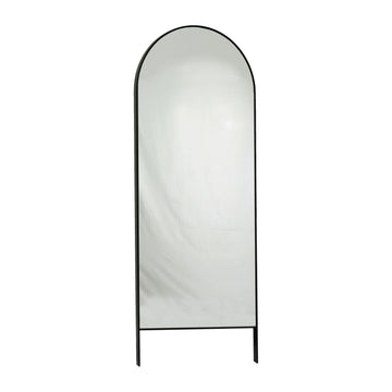 Metal 28X72 Arch Floor Mirror On Stand - Black