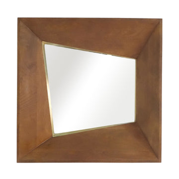 Hallox Carved Wood Mirror 36X36" - Light Brown