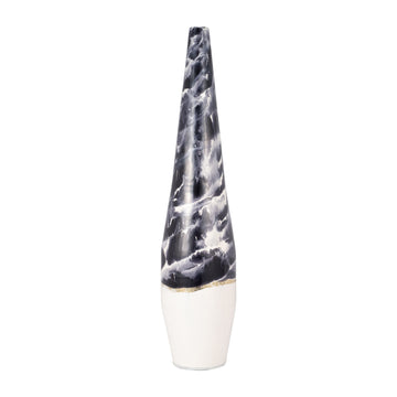 Metal 35" Neptune Floor Vase - Ivory/Navy