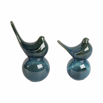 7/9" Corvallis Bird Statuary (Set of 2) - Blue