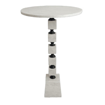 24" Stacked Marble Accent Table - White KD