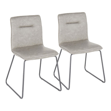 Casper - Chair - Black Metal And Gray Faux Leather Fabric (Set of 2)