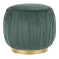 Ruched - Ottoman - Gold Metal And Emerald Green Velvet