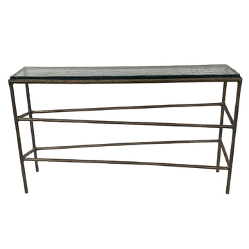 Bowman Glass Top Console Table - Bronze / Dark Green