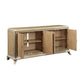 Dodie - Console Cabinet - Natural Oak Sunburst Pattern & Taupe Champaign