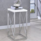 Edmund - Square Accent Side Table - White High Gloss And Chrome