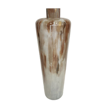 24" Nude Drip Finish Glass Floor Vase - Tan Multi