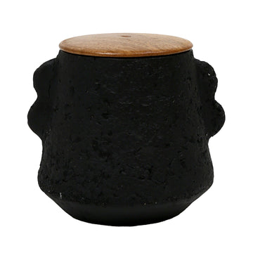 8 Oz Balsam & Myrrh Eared Candle With Lid 4" - Black