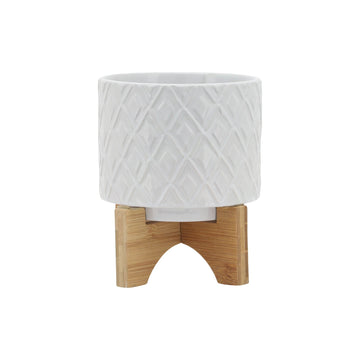 Diamond Planter With Stand 5" - White