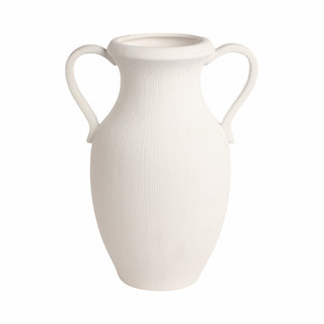 Weathered Jug With Handles 15" - White