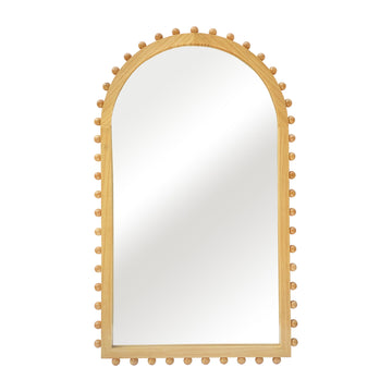 Wood 24 x 39 Beaded Arch Mirror - Natural