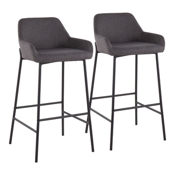 Daniella - Fixed - Height Bar Stool - Black Metal And Charcoal Fabric (Set of 2)