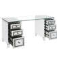 Noralie - Writing Desk - Clear Glass, Mirrored & Faux Diamonds - 31"