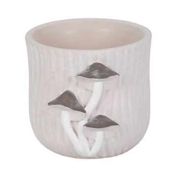 6" Mushroom Applique Planter - Beige / Gray