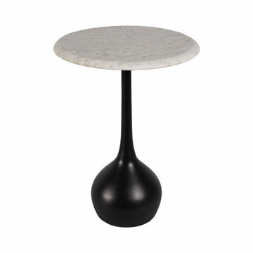 20" Travertine Accent Table Ball Base - White / Black