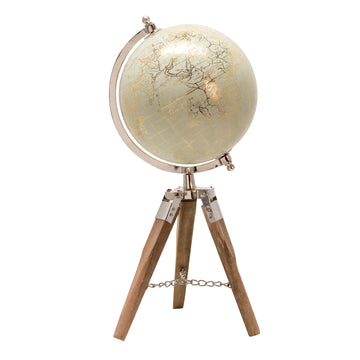 Globe On Tripod 8" - Beige