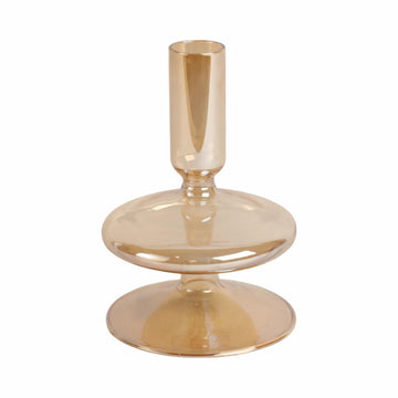 Vintage Glass Taper Candle Holder 5" - Gold Luster