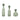 12" / 17" / 19" Verena Lidded Glass Bottles (Set of 3) - Green