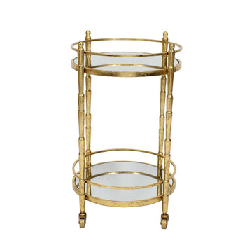 Metal 2-Tier Round Bar Cart 28" - Gold