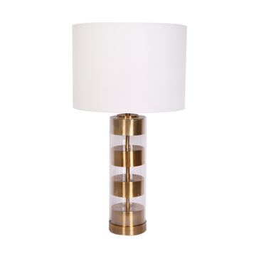 Glass 27" Metal Cylinder Tablelamp - Gold