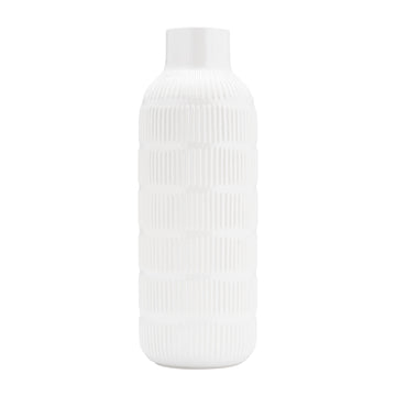 Cer Pearl Stripe Vase 21" - White