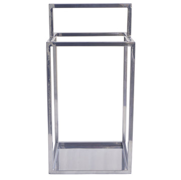 10" Squared Lantern With Handle - Silver