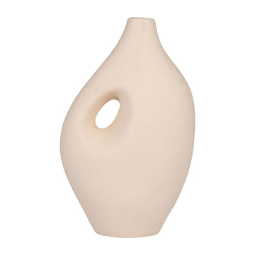 Ceramic Nomadic Handle Vase 12" - Ivory