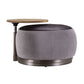 Decapree - Ottoman - Antique Slate Top Grain Leather & Gray Velvet