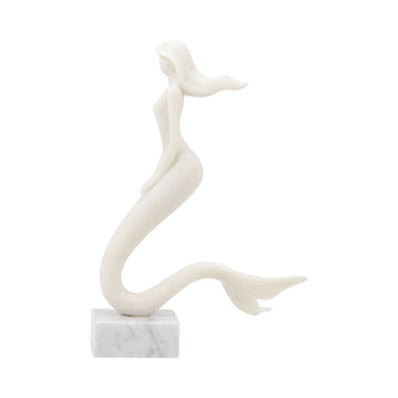 14" Caspian Mermaid Statuary - White