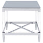 Lindley - Square Tempered Mirror Acrylic Side End Table - Chrome