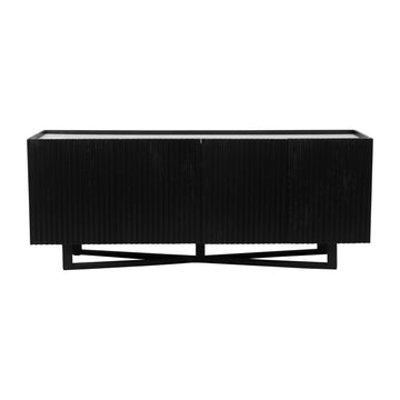 Wood / Marble 4-Door Fluted Sideboard 69" - Black