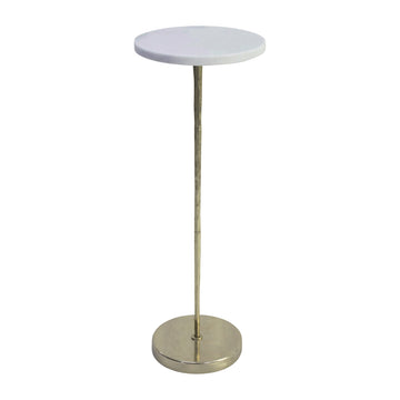 Metal / Marble Drink Table 25" - White / Gold