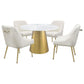 Ambrose - Round Dining Table Genuine Marble With Stainless Steel - White And Gold