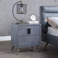 Doris - Nightstand - Gray Top Grain Leather