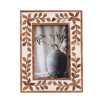 4X6 Wood Inlay Vine Photo Frame - Natural