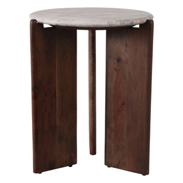 Somerset Marble And Wood Accent Table - Brown