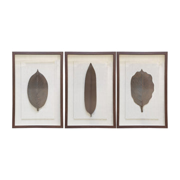 Leaf Shadow Boxes (Set of 3) - Bronze