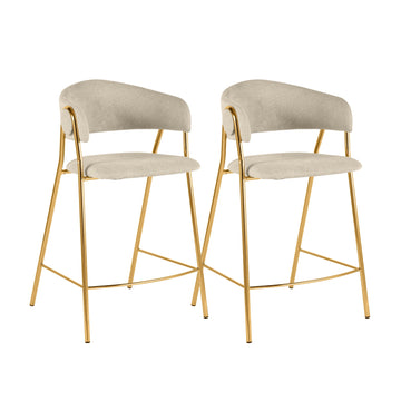 Lara - Counter Stool (Set of 2) - Golden / Cream