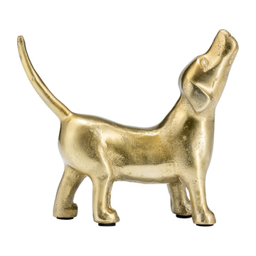 Metal Deco Howling Dog 8" - Gold