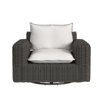 Cabo - Oversized Swivel Club Chair - Dark Gray / White