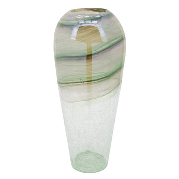 Glass Crackled Vase 17" - Clear