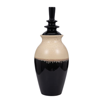 Alondra Large Ceramic Lidded Floor Jar - Beige