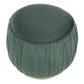 Ruched - Ottoman - Gold Metal And Emerald Green Velvet