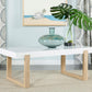 Pala - Rectangular Coffee Table - White High Gloss And Natural