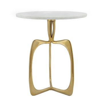 Accent Table With White Marble - Gold