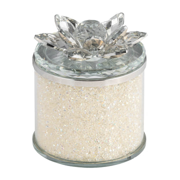 Crystal Round Lotus Box 5" - Clear