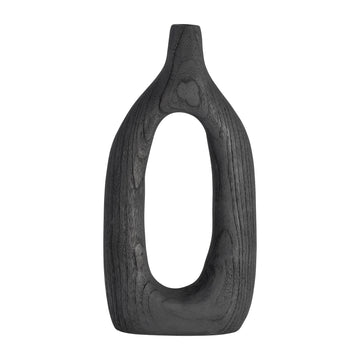 Wood Cut-Out Vase 14" - Black